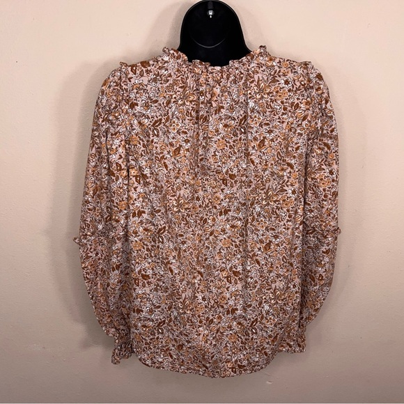 XS Universal Thread Boho Ruffle Long Sleeve Peasant Blouse Top Brick Red Orange - Picture 9 of 13